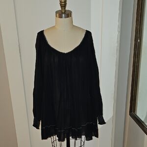 Free People Black Flowy Blouse